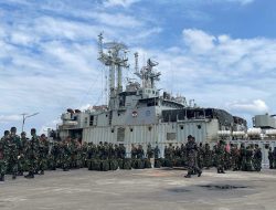 Upacara Pelepasan Purna Tugas Satgas Pamtas RI-RDTL di Lantamal VII Kupang